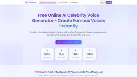 Free AI Celebrity Voice Generator Online | Void Magic AI screenshot